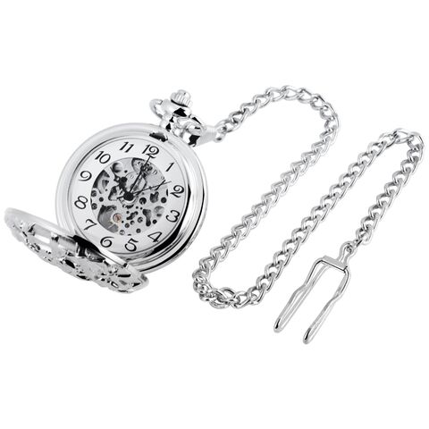 Silver transparent pocket watch bamboo branches