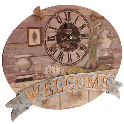 Wall Clock with Welcome