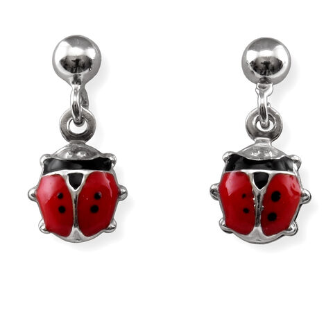 Ladybug Silver Earrings