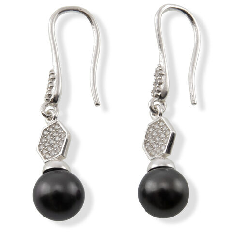 Midnight Pearl Silver Earrings