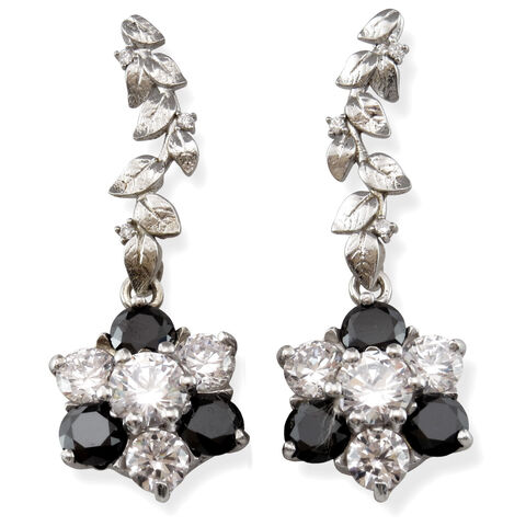 Black and White Flower Earrings