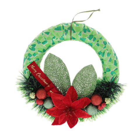 Christmas door wreath Euphorbia red 25cm