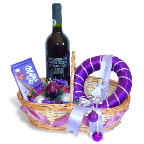 Small Purple Christmas Gift Basket