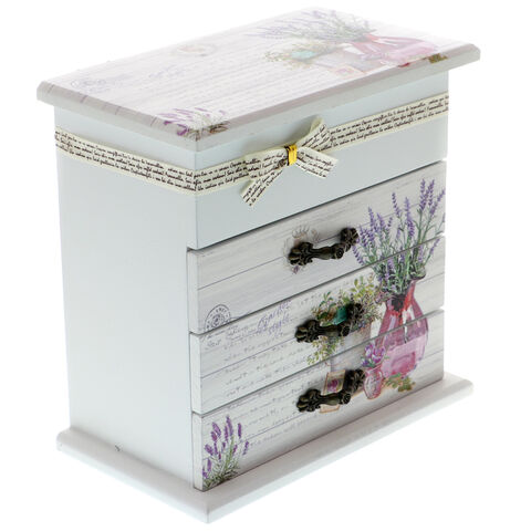 Jewelry Box with 3 Drawers Pink Vase