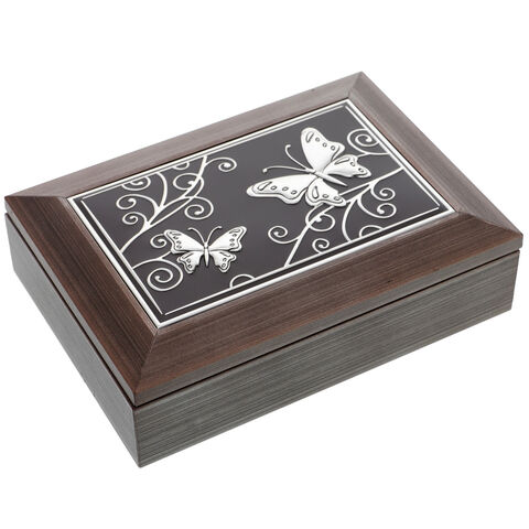 Grey jewelry box with butterfly