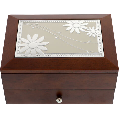 Brown Jewelry Box with Drawer Daisy