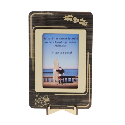 Funny Christmas card All Inclusive wood with stand