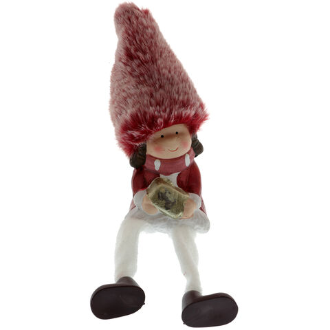 Figurine with pink fur hat