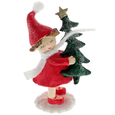 Kislány karácsonyfával figura