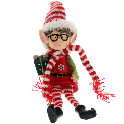 Leprechaun Figurine with Knitted Scarf and Glasses