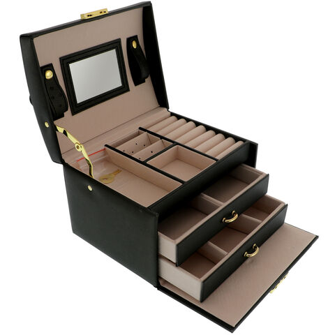 Black Jewelry Box with 2 Drawers