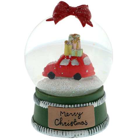 Illuminated snow globe car with gifts