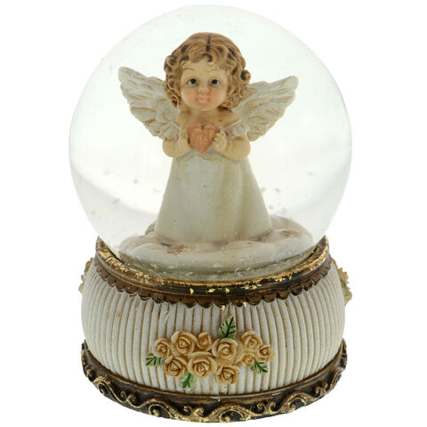 Snow globe angel with heart