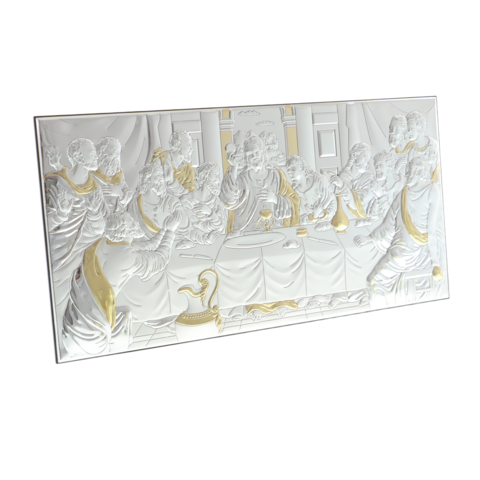 The silver icon the Last Supper 39x19 cm