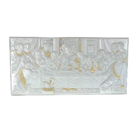 Silver plated icon of the Last Supper 50x25cm