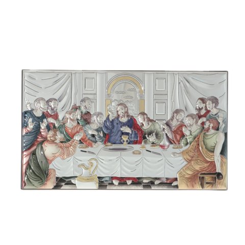 Silver icon of the Last Supper color 26cm