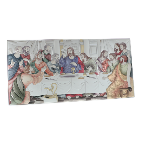 Silver plated icon of the Last Supper color 65cm