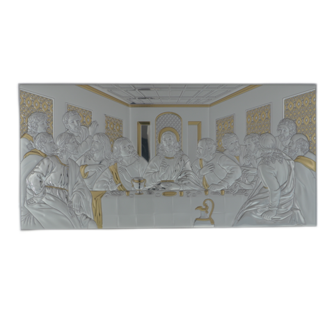 Silver plated icon of the Last Supper Exclusive 50cm