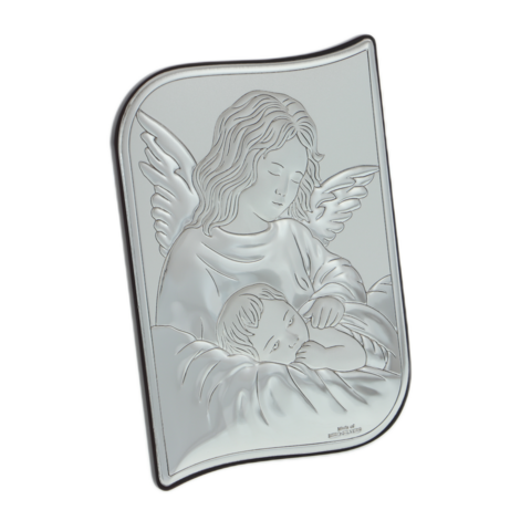 Silver icon guardian angel wavy edges 13cm