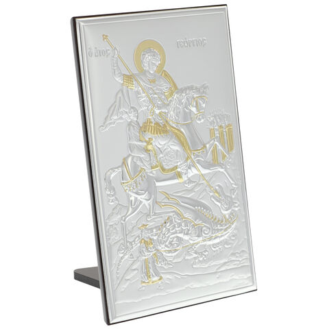Szent György ezüstözött ikon 15 cm