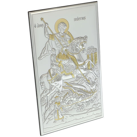 Saint George silver plated icon 20cm