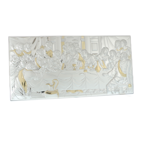 Last Supper icon silver plated 65cm