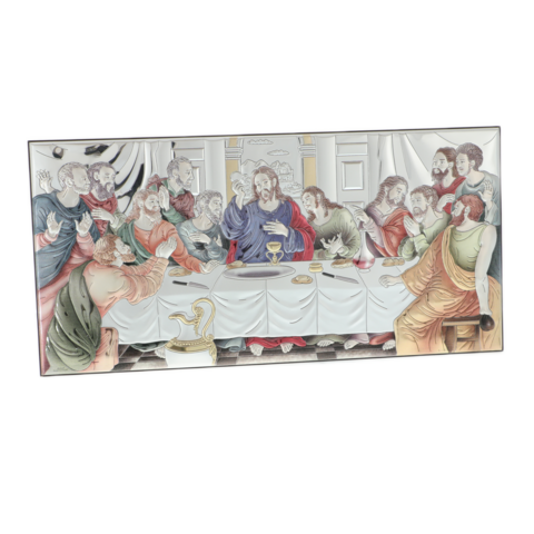 Icon of the Last Supper in silver colored finish 40cm