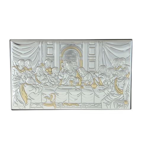Silver plated icon of the Last Supper 15cm