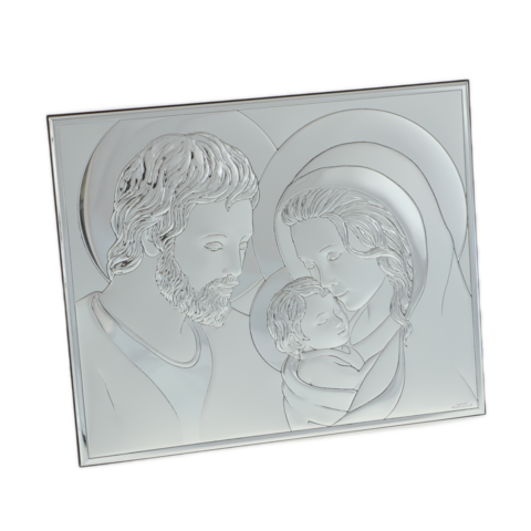 Szent Család ezüstözött ikon 26x21cm