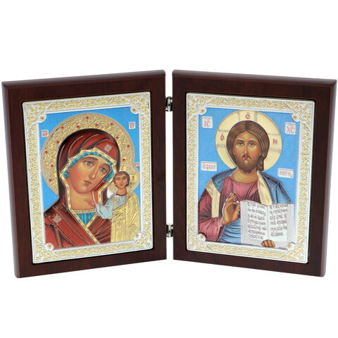 Silver Icon with Mother Mary and Jesus