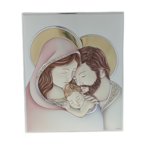 Exclusive silver plated colored Holy Family icon 26cm