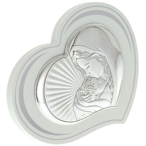 Virgin Mary white heart icon 11cm