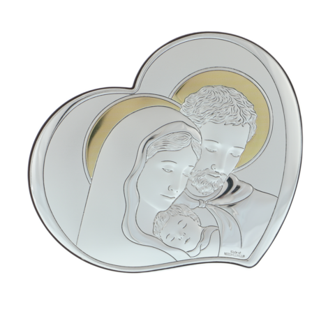 Holy Family silver heart icon 15cm