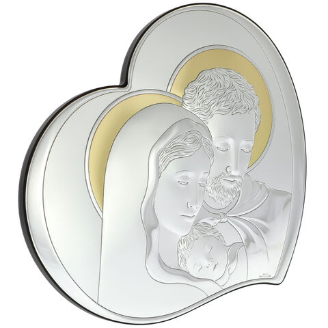 Icoana inima argintata Sfanta Familie 27cm