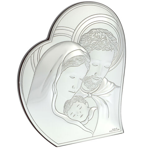 Set of 2 silver icons, Holy Family and Virgin Mary 15cm