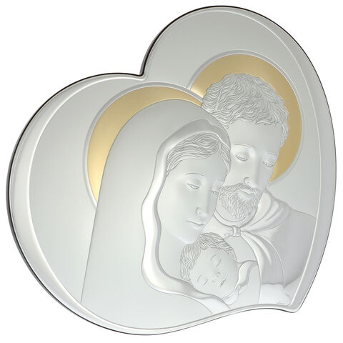 Szent Család szív ikon ezüsttel, 40 cm
