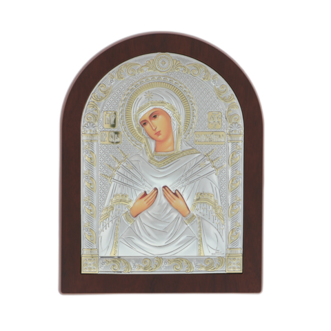 Istenszülő ikonja 7 nyíllal, boltíves 23 cm
