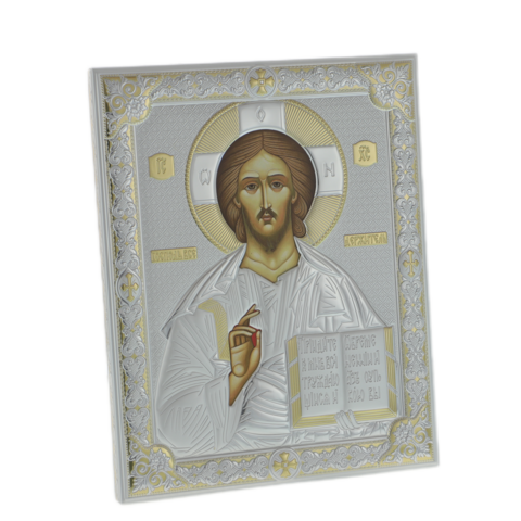 Exclusive silver-plated orthodox icon Jesus 26cm