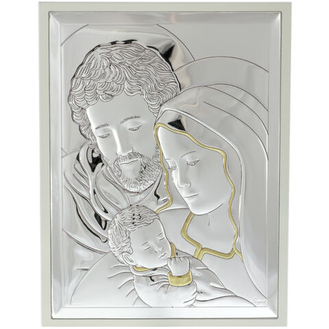 Holy Family Icon with White Frame 27 cm