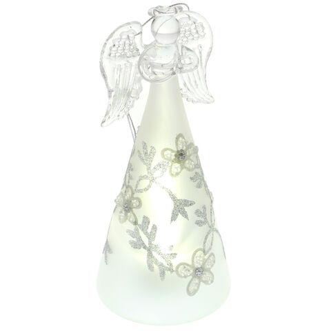 Lighted Angel with Flowers