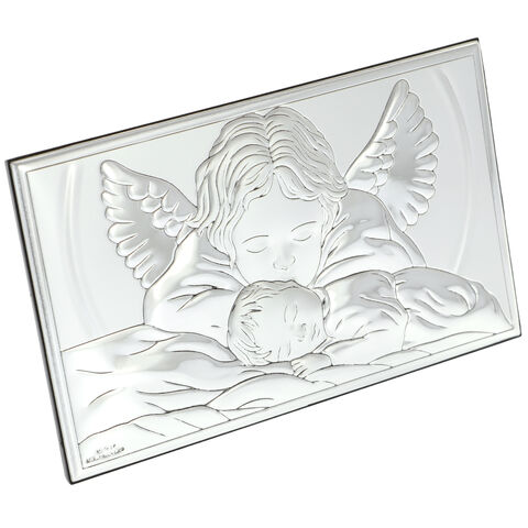Silver plated guardian angel rectangular 20cm