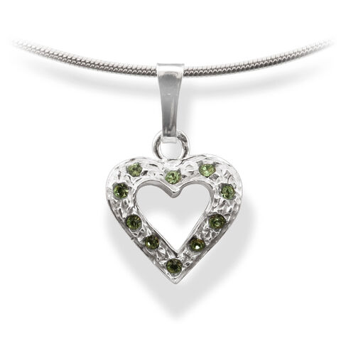 Green Crystal Heart Silver