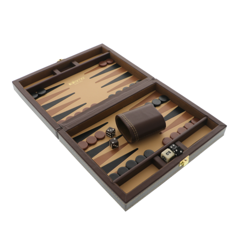 Exclusive game mini backgammon in brown box 23cm