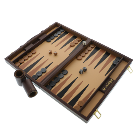 Backgammon játék barna bőr Exclusivista táskában
