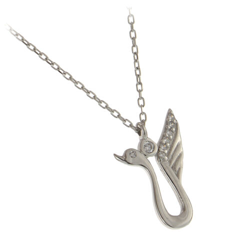 Silver swan pendant with chain