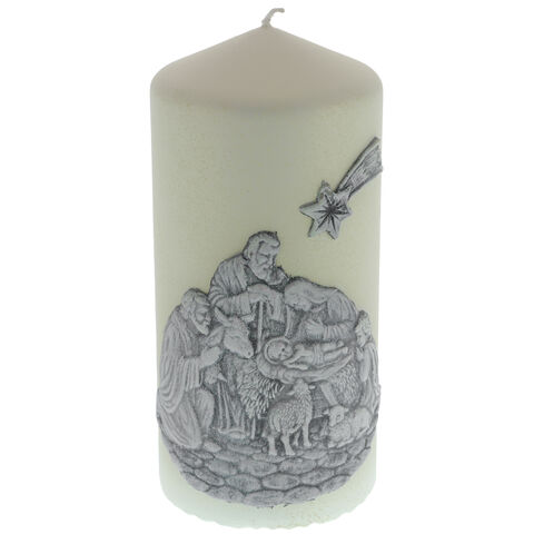 Grey Christmas Candle with Cradle