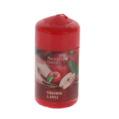 Cylindrical apple cinnamon scented candle 12cm
