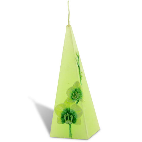 Green Candle Piramide with Orchid