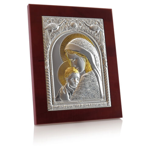 Mary with Child Silver and Gold Icon