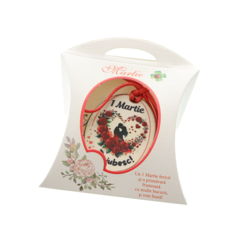 Mărțișor Colier „Te iubesc” cu Șnur Ajustabil – Pandantiv din Lemn Personalizat, 1 Martie